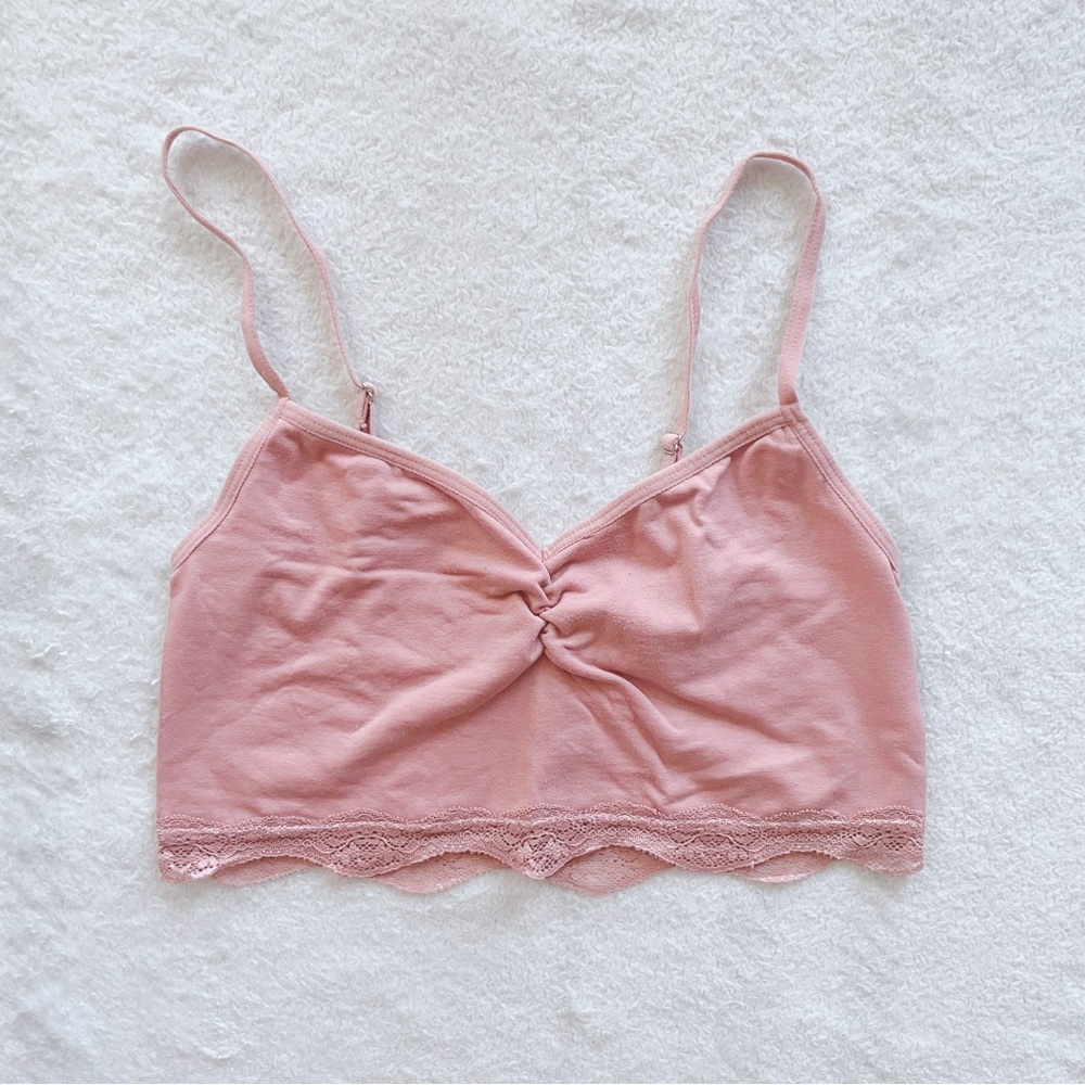 cropped pink lace top
